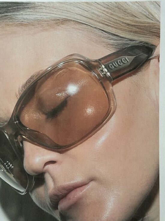 Gucci GG2176S 006 Sunglasses Shiny Transparent Beige Rectangle Frame main image 5